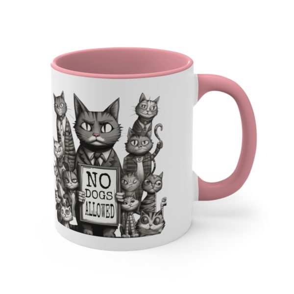 No Dogs Allowed Cat Protest Accent Coffee Mug, 11oz Cup - Image 3