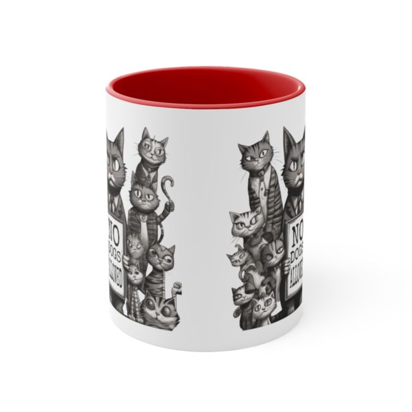 No Dogs Allowed Cat Protest Accent Coffee Mug, 11oz Cup - Image 17